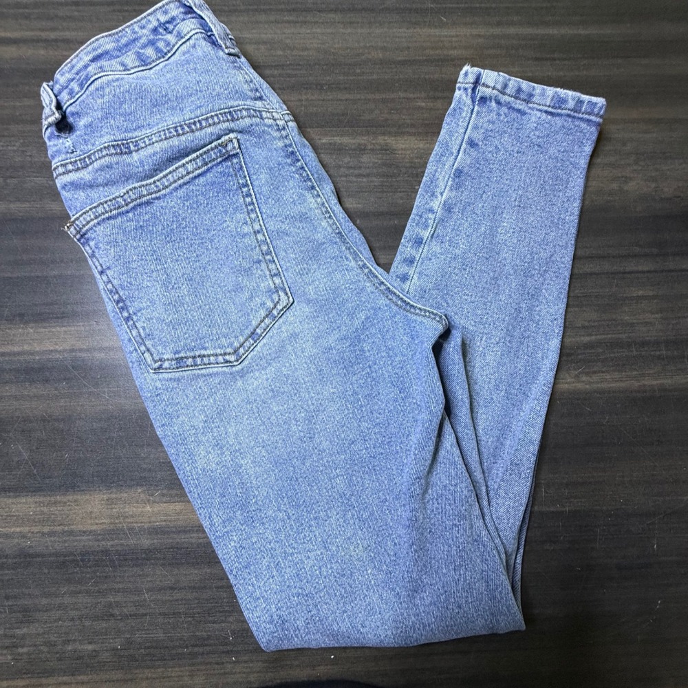Indigo Rising Light Wash Denim Jeans Distressed Hem Grunge‎ Style Size 1/25